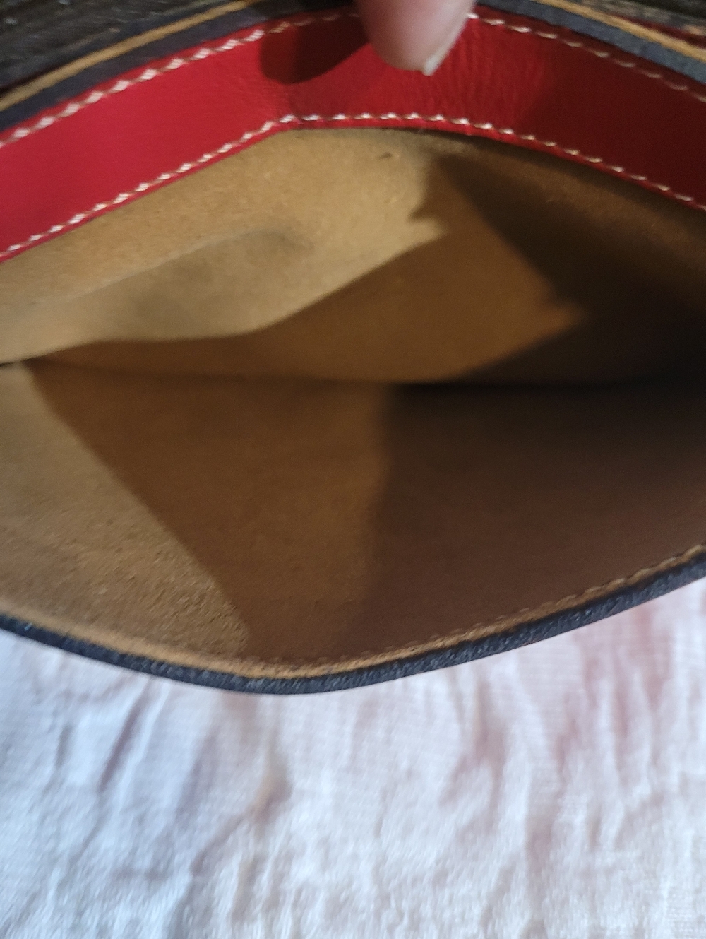Patricia Nash Red Tan Distressed Leather Small Adjustable Crossbody Bag - Picture 12 of 15